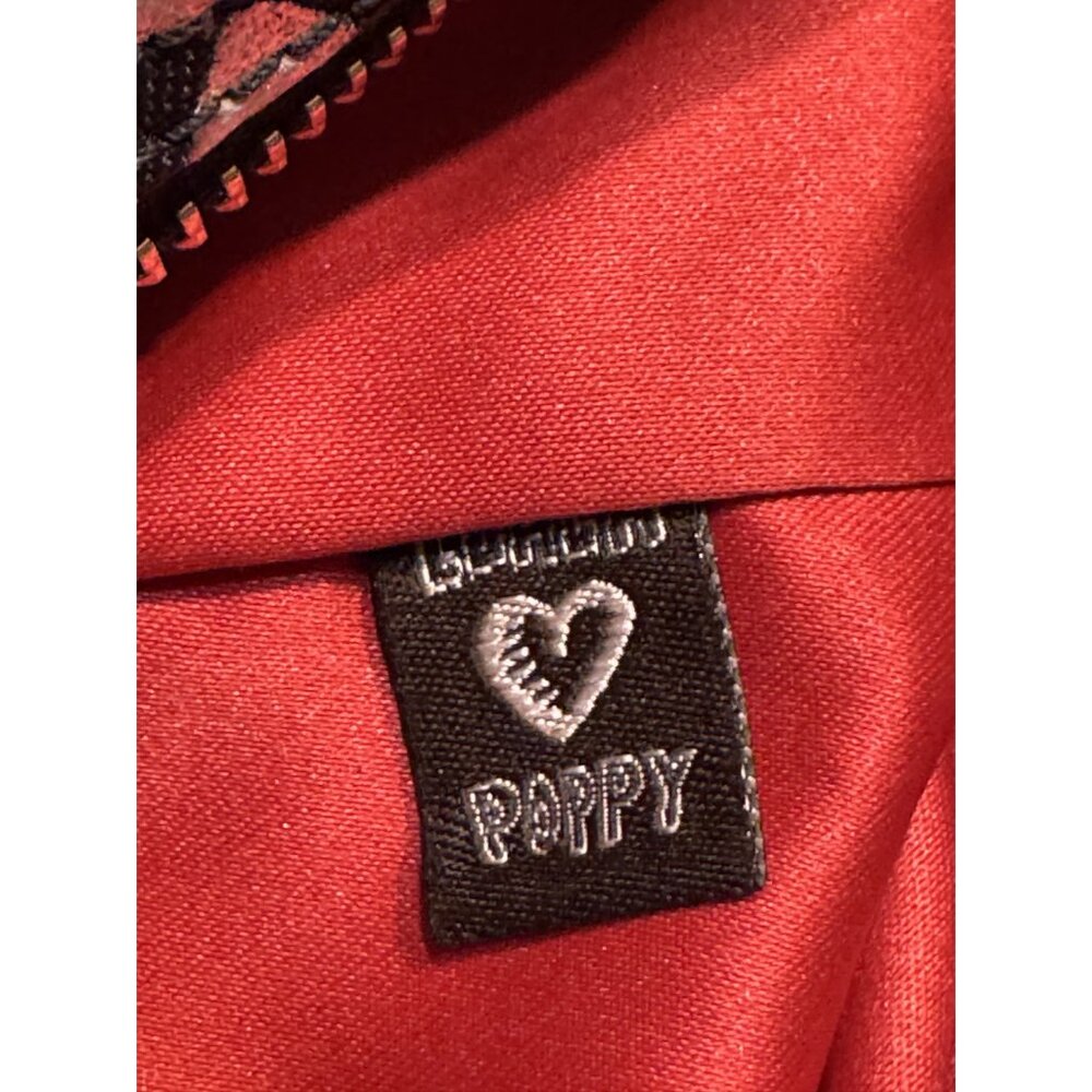 Coach Poppy Black Fabric Handbag With Red Interior & Graphic Design Zipper Closu - Picture 4 of 11